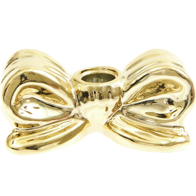 Gold Bow Ceramic Candle Holder