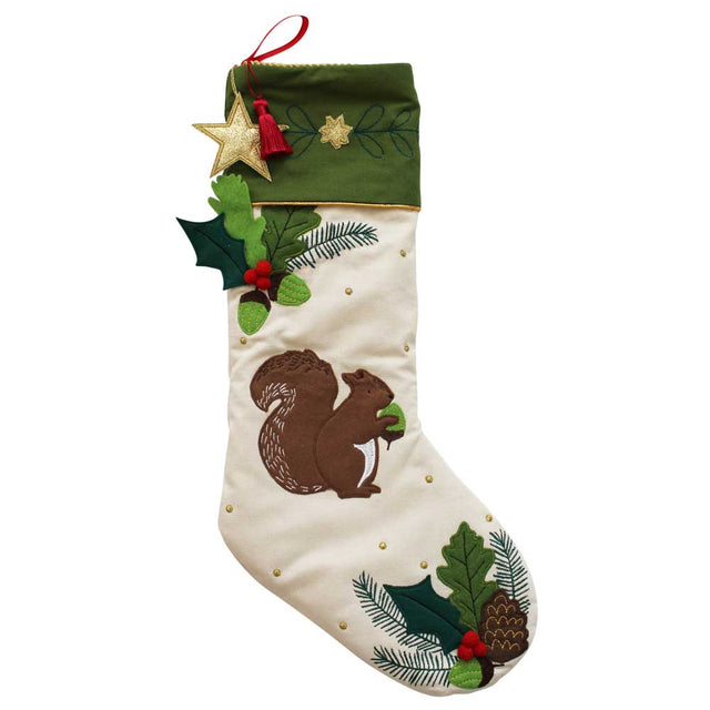 Squirrel Embroidered Stocking
