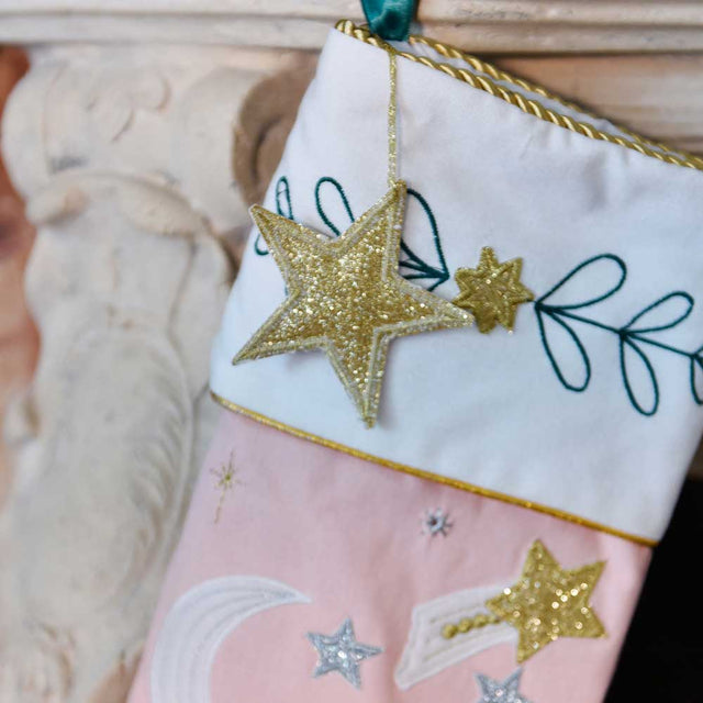 Pink Forest Embroidered Stocking