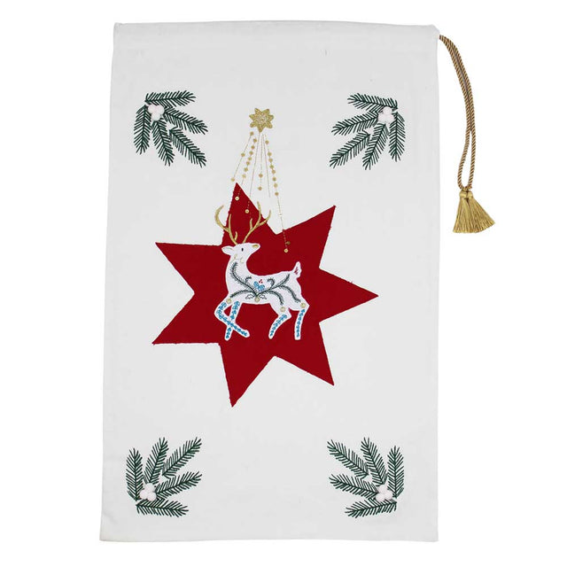 Reindeer Embroidered Sack