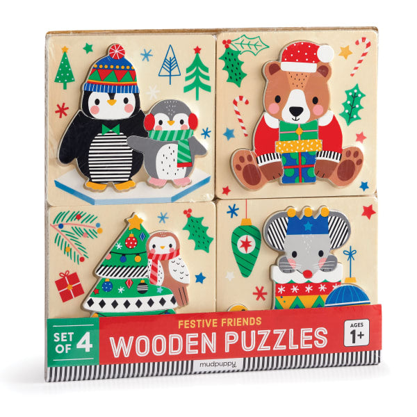 Festive Friends Set Of 4 Wood Puzzles