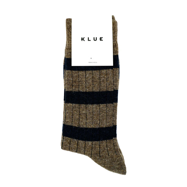 Merino Wool Stripe Socks: Brown