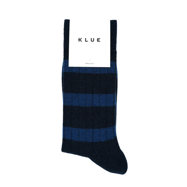 Merino Wool Stripe Socks: Navy