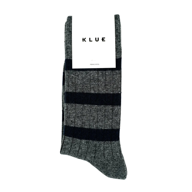 Merino Wool Stripe Socks: Grey