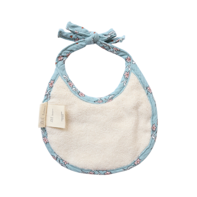 Round Blue Floral Terry Cloth Bib