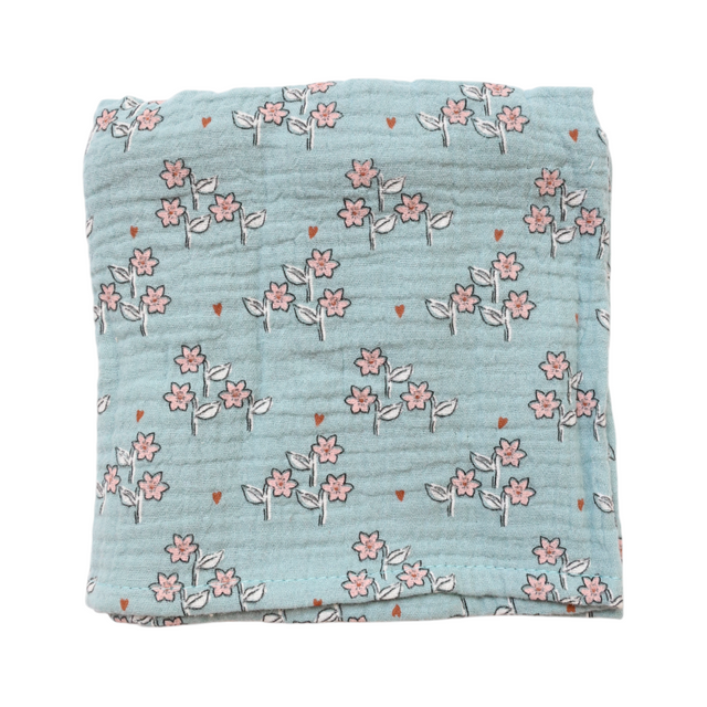 Blue Floral Swaddle