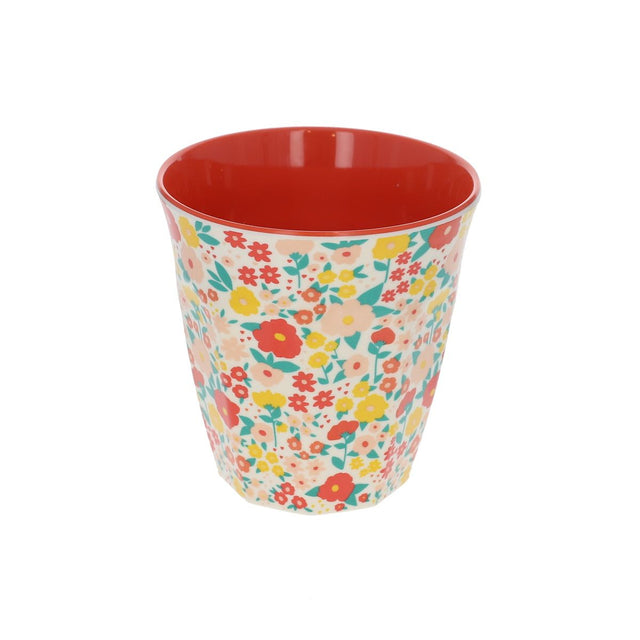 Large Red Floral Melamine Cup