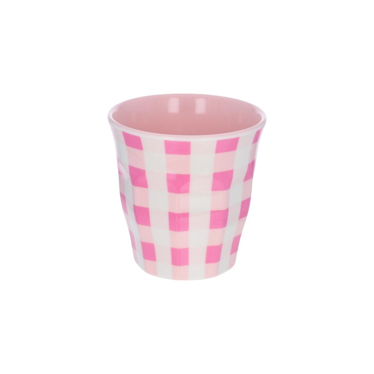 Small Pink Gingham Melamine Cup