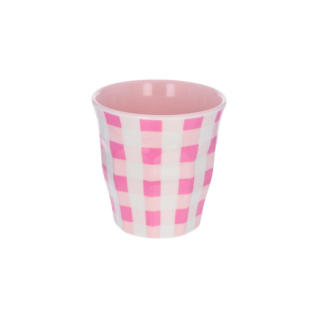 Small Pink Gingham Melamine Cup