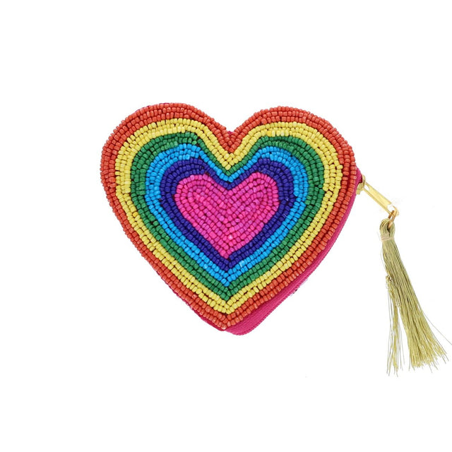 Beaded Rainbow Heart Purse