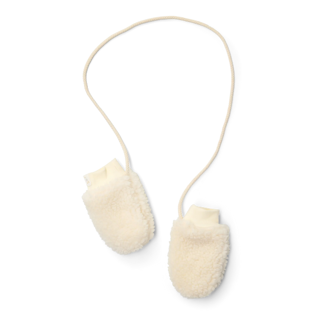 Off White Teddy Mittens