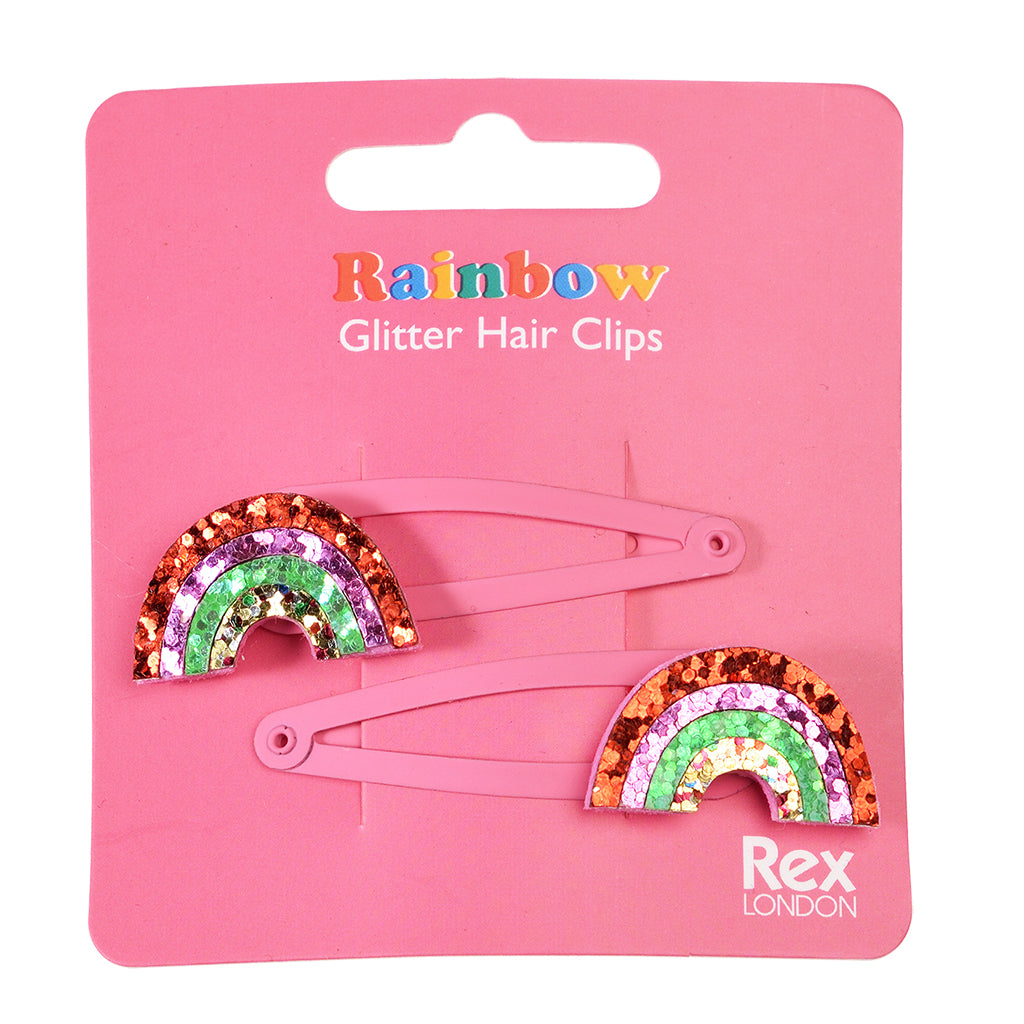 Rainbow Glitter Hair Clips