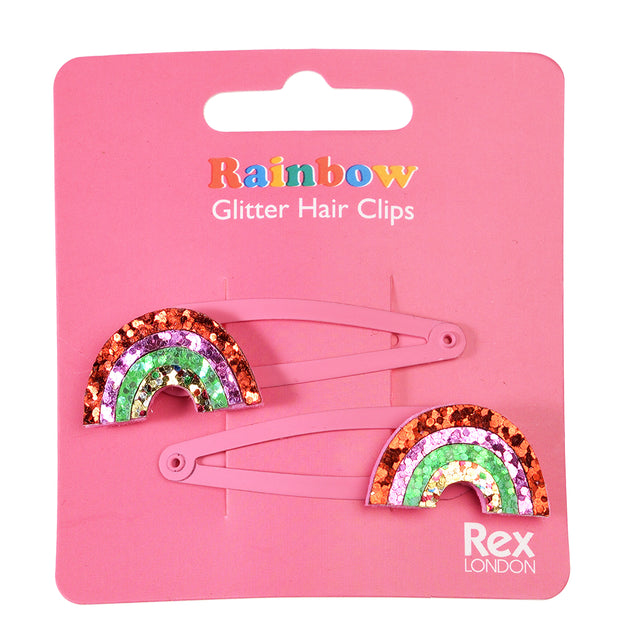 Rainbow Glitter Hair Clips