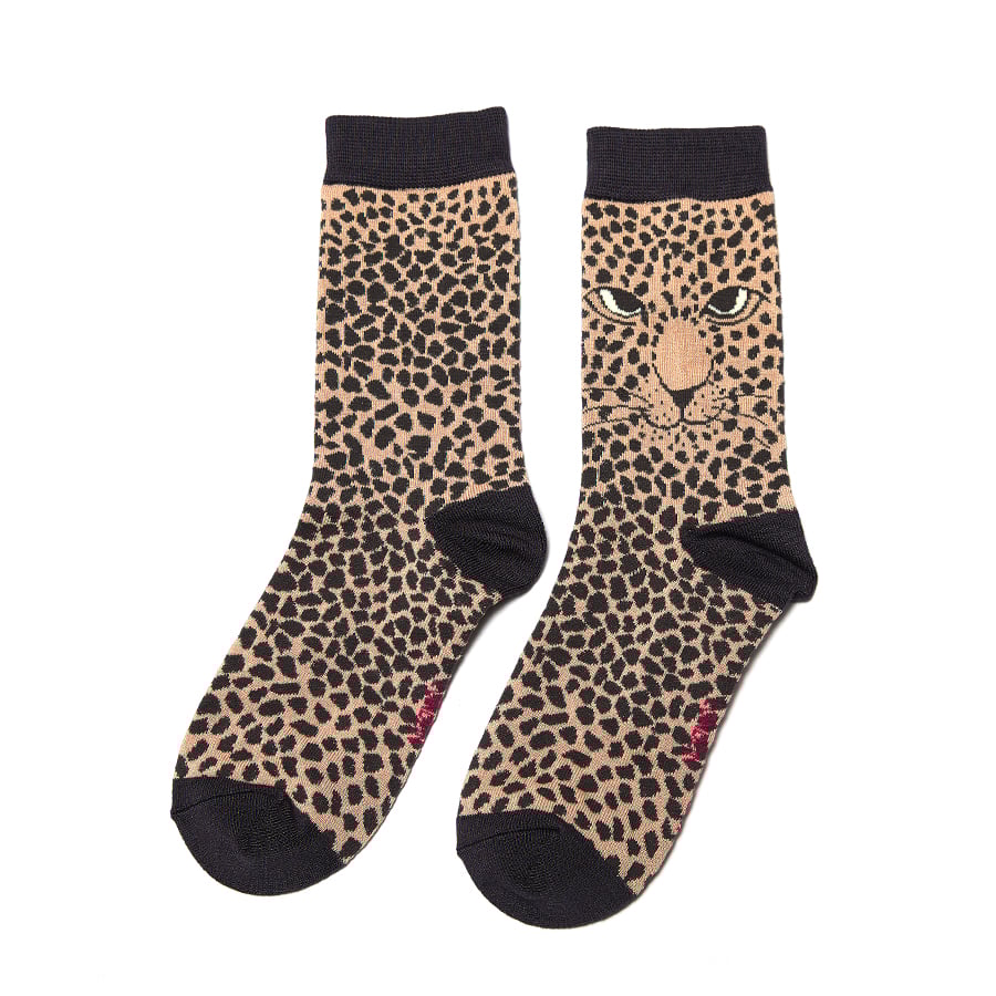 Leopard Dusky Pink Ladies Socks