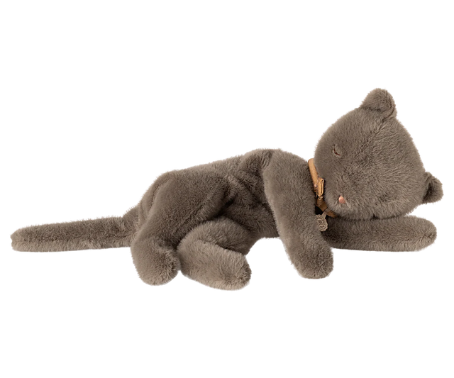 Medium Sleeping Plush Kitten: Grey