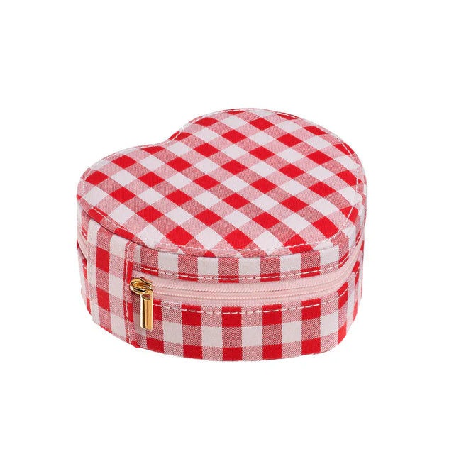 Gingham Love Heart Jewellery Box