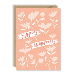 Anniversary Peach Flowers Card