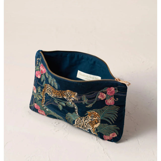 Jungle Jaguar Blue Velvet Everyday Pouch