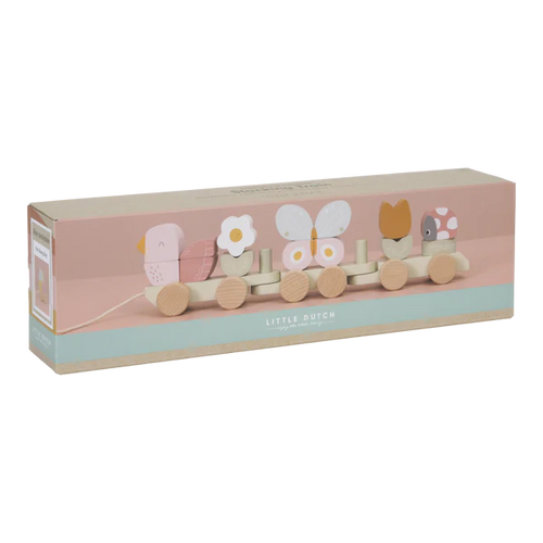Flowers And Butterflies Wooden Blocks Stacking Train