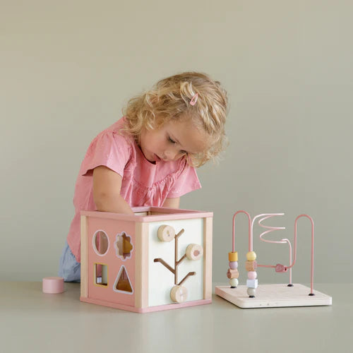 Pink Flowers Activity Cube