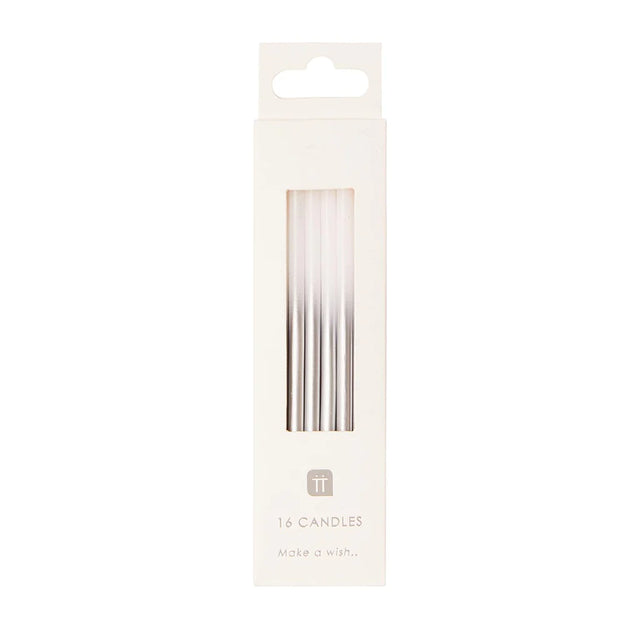 White & Silver Ombre Birthday Candles