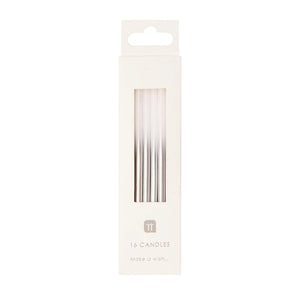 White & Silver Ombre Birthday Candles