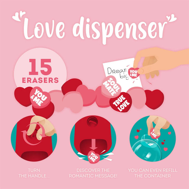Mini Heart Eraser Dispenser