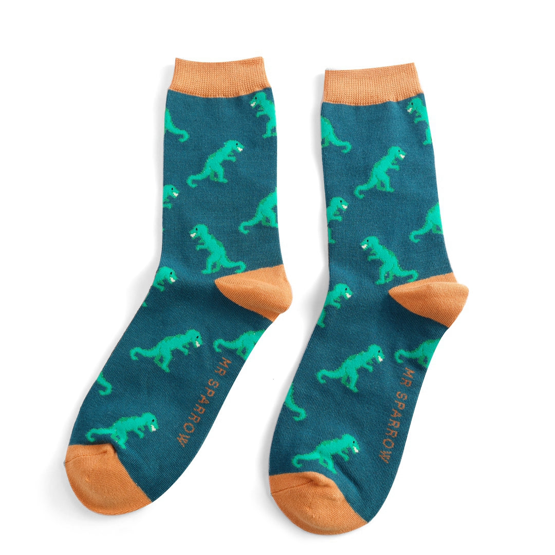 Dino Teal Men’s Socks