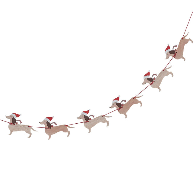 Wooden Sausage Dog Christmas Garland