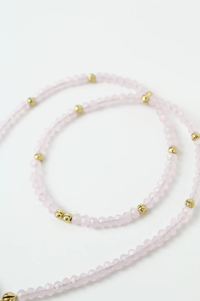 Gold & Pink Beaded Necklace