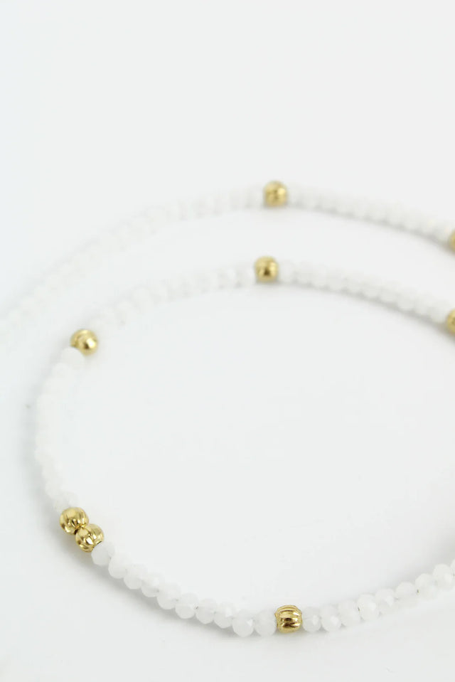 Gold & White Beaded Necklace