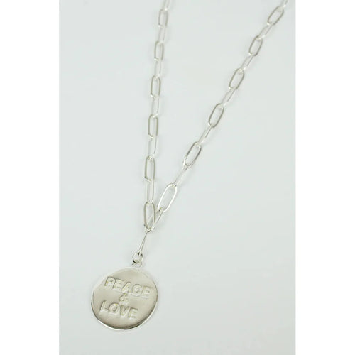 Silver Peace & Love Coin Necklace