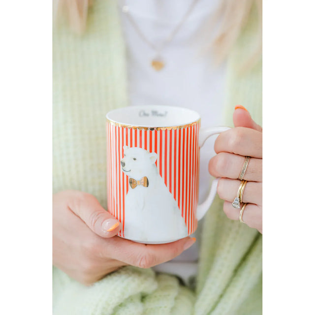 Red Stripe Polar Bear Mug