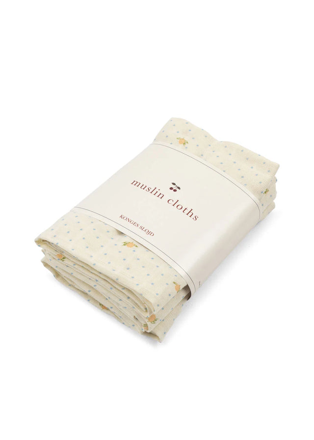 3 Pack Muslin Cloths: Lemon Dot