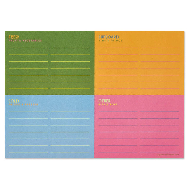 Colourful Tear Off Food Shopping List Pad