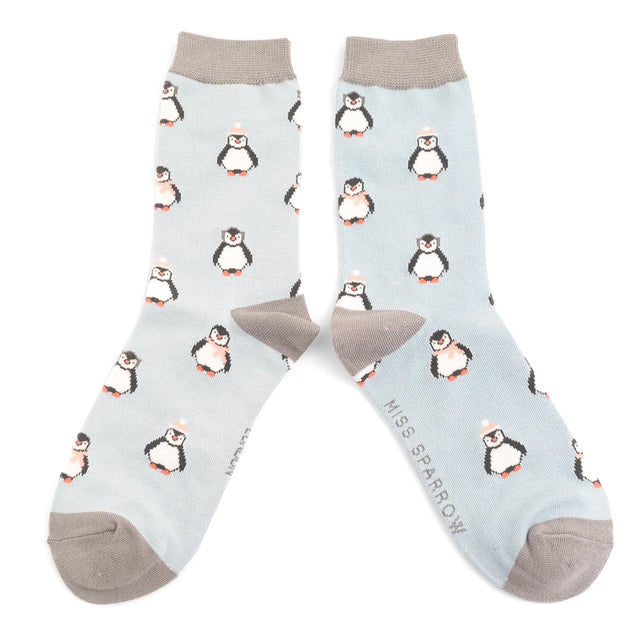Penguins Blue Ladies Socks