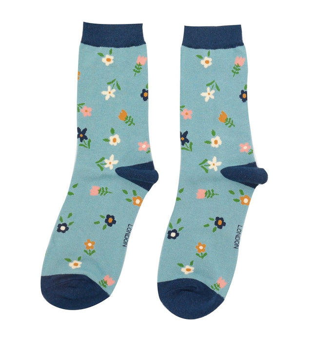 Tiny Flowers Duck Egg Socks