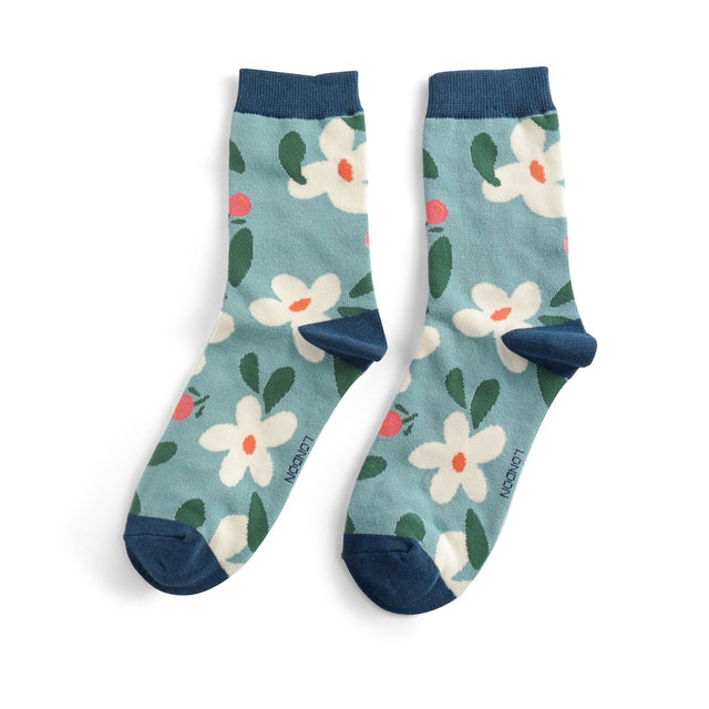 Falling Daisies Duck Egg Ladies Socks