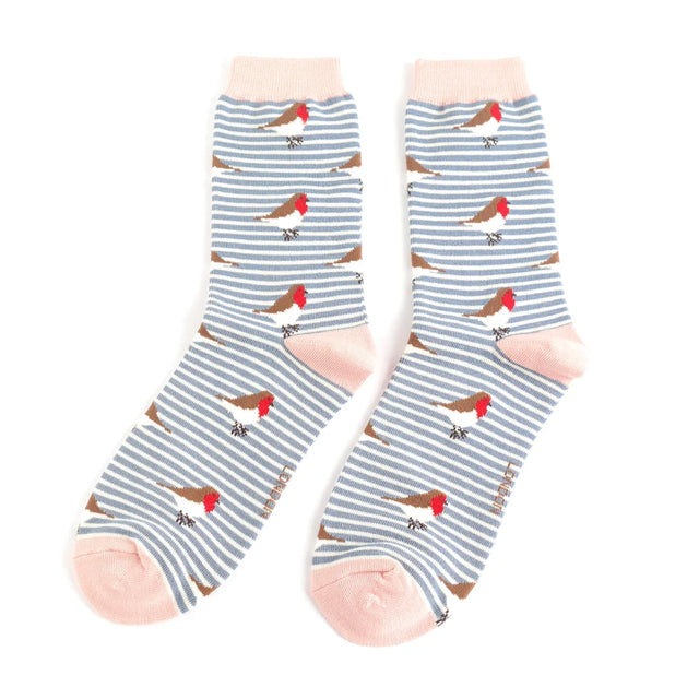 Denim Robin Stripe Bamboo Ladies Socks
