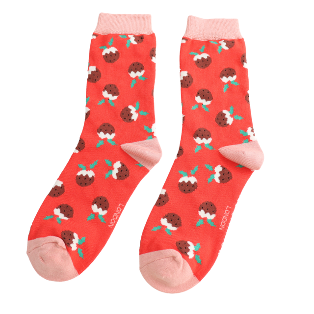 Pudding Red Ladies Socks