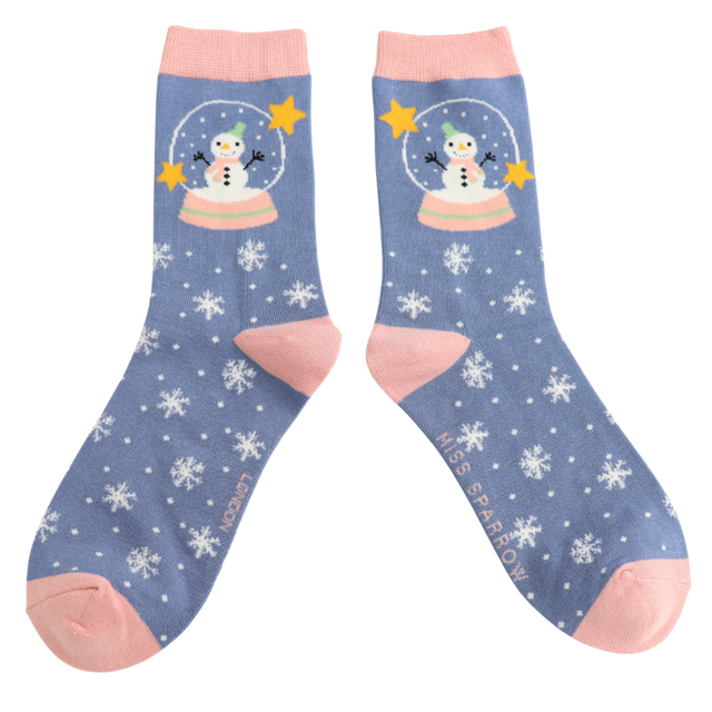 Snow Globes Denim Ladies Socks