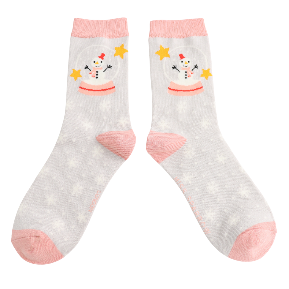 Snow Globes Silver Ladies Socks