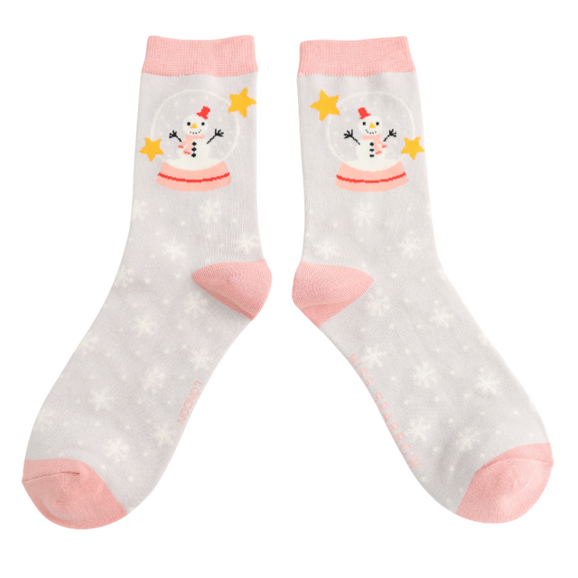 Snow Globes Silver Ladies Socks