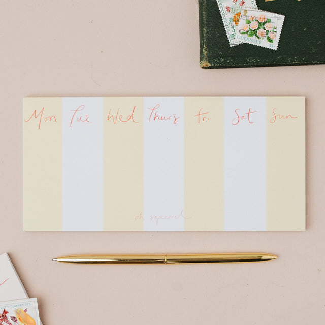 Days of the Week Yellow Stripe Notepad