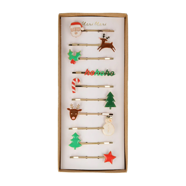 Christmas Enamel Hair Slides Set