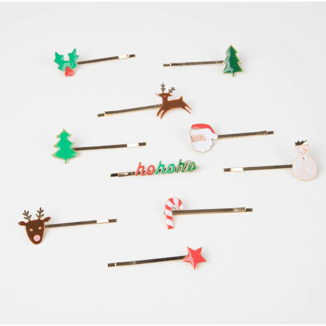Christmas Enamel Hair Slides Set