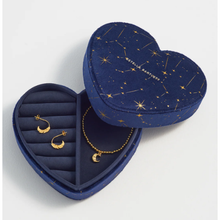 Load image into Gallery viewer, Navy Velvet Celestial Heart Jewellery Box