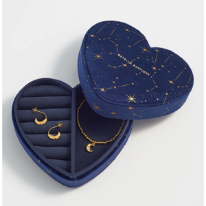 Navy Velvet Celestial Heart Jewellery Box