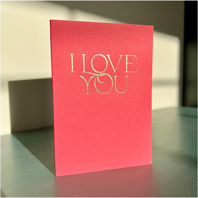 Dark Coral I Love You Card