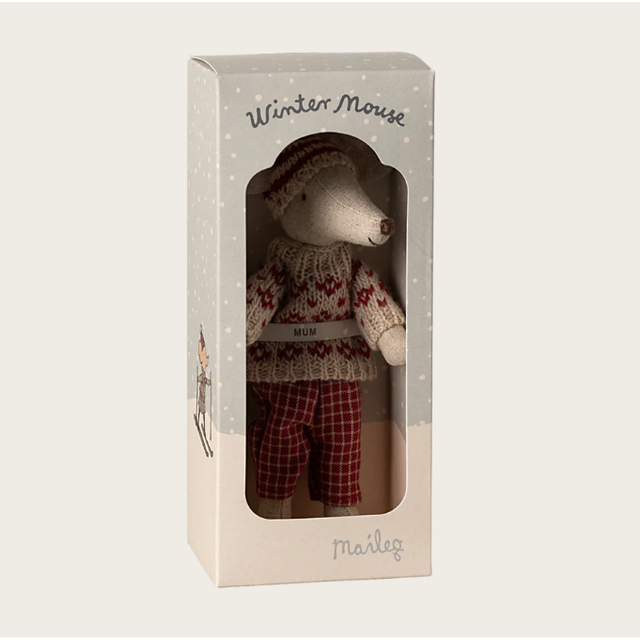 Winter Mouse Ski Set: Red Mum